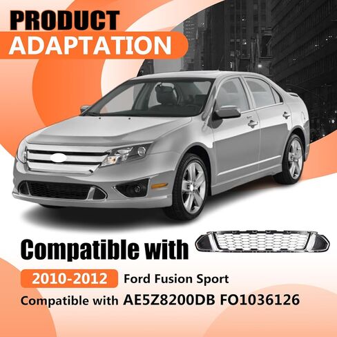 JX RACING Front Bumper Lower Grille with Chrome Molding Trim Grill Assembly Compatible with Ford Fusion Sport 2010 2011 2012 AE5Z8200DB FO1036126 in Kuwait