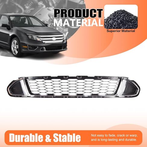 JX RACING Front Bumper Lower Grille with Chrome Molding Trim Grill Assembly Compatible with Ford Fusion Sport 2010 2011 2012 AE5Z8200DB FO1036126 in Kuwait