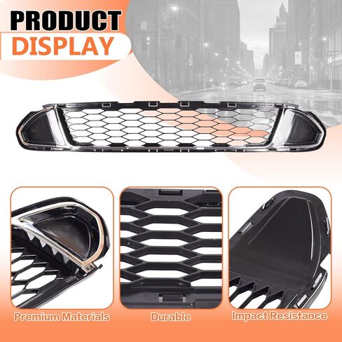 JX RACING Front Bumper Lower Grille with Chrome Molding Trim Grill Assembly Compatible with Ford Fusion Sport 2010 2011 2012 AE5Z8200DB FO1036126 in Kuwait