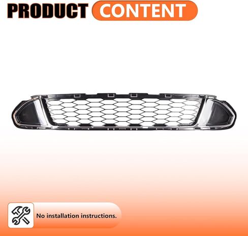 JX RACING Front Bumper Lower Grille with Chrome Molding Trim Grill Assembly Compatible with Ford Fusion Sport 2010 2011 2012 AE5Z8200DB FO1036126 in Kuwait