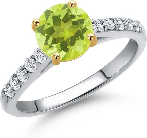 خاتم خطوبة من الأحجار الكريمة من الذهب عيار 10 قيراط من Gem Stone King وأحجار كريمة بيضاء اللون من الألماس الأبيض | جولة 7 ملم و 1.7 ملم | خاتم وعد الذكرى السنوية للزفاف | المقاسات 5، 6، 7، 8، 9 in Kuwait