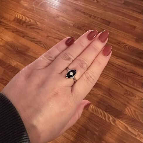 Marquise Cut Black Onyx Diamond Ring for Women in 14K Rose Gold Vintage Art Deco Engagement Ring Gothic Statement Promise Ring Anniversary Jewelry Gift in Saudi Arabia