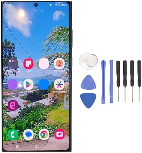 Replacement Screen for Galaxy S23 Ultra 5G SM S918B International Version, Screen with Digital Frame Imprint, Touch Screen Replacement Kit with 3 Colors, Spare Parts for Phone in Kuwait