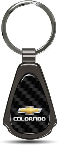 iPick Image for Chevrolet Colorado Real Black Carbon Fiber Metal Teardrop Key Chain Keychain, Official Licensed in Saudi Arabia