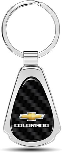 iPick Image for Chevrolet Colorado Real Black Carbon Fiber Metal Teardrop Key Chain Keychain, Official Licensed in Saudi Arabia