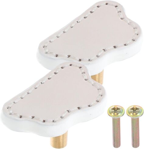Luxshiny 2pcs Cloud Shaped Drawer Pull Handles, Thick Brass Dresser Hardware with White Leather Soft Grip for ’s Wardrobe Cabinet Doors, Decorative Room Furniture Accessories in Kuwait