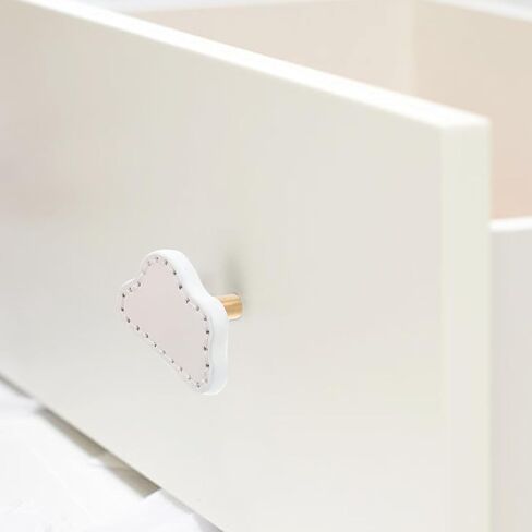 Luxshiny 2pcs Cloud Shaped Drawer Pull Handles, Thick Brass Dresser Hardware with White Leather Soft Grip for ’s Wardrobe Cabinet Doors, Decorative Room Furniture Accessories in Kuwait