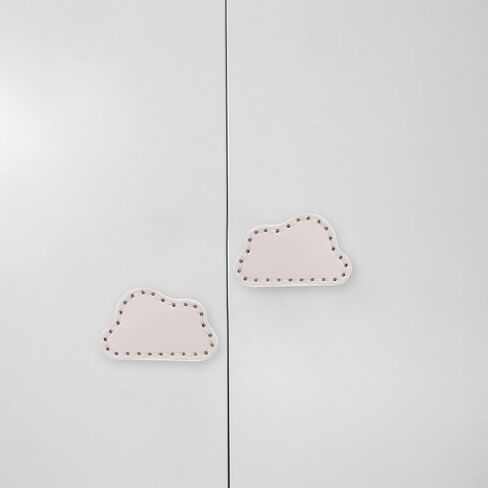 Luxshiny 2pcs Cloud Shaped Drawer Pull Handles, Thick Brass Dresser Hardware with White Leather Soft Grip for ’s Wardrobe Cabinet Doors, Decorative Room Furniture Accessories in Kuwait