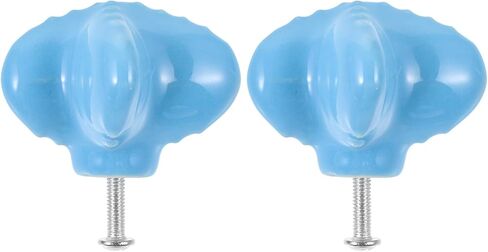 2pcs Room Ceramic Drawer Pull Handles Blue Shell Cabinet Knobs for Furniture in Kuwait
