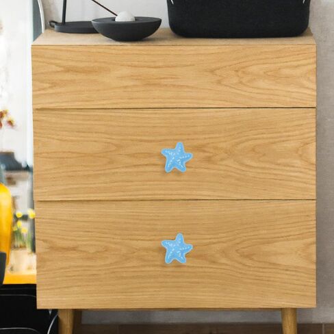 2pcs Room Ceramic Drawer Pull Handles Blue Shell Cabinet Knobs for Furniture in Kuwait