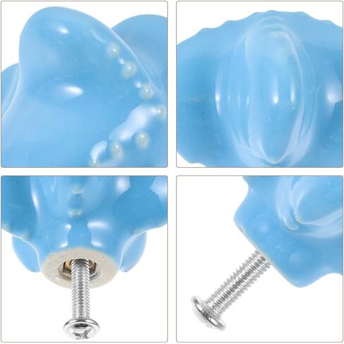 2pcs Room Ceramic Drawer Pull Handles Blue Shell Cabinet Knobs for Furniture in Kuwait