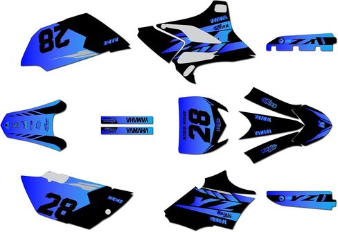 مجموعة رسومات لـ Yamaha YZ85 (2015-2021) FACTORY Series Blue 09 Mil - ملصقات للدراجات النارية للدراجة الترابية، ملحقات سيارات سباق الدراجات النارية بدون بلاستيك in Saudi Arabia