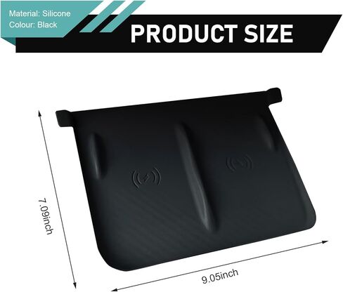 Car Central Control Wireless Power Supply Silicone Pad, Non-Slip Flexible Center Console Wireless Charging Mat, 1:1 Original Size Design, Compatible with 2021-2025 Model Y/Model 3 (Black) in Saudi Arabia
