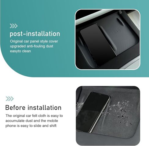 Car Central Control Wireless Power Supply Silicone Pad, Non-Slip Flexible Center Console Wireless Charging Mat, 1:1 Original Size Design, Compatible with 2021-2025 Model Y/Model 3 (Black) in Saudi Arabia