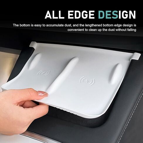 Car Central Control Wireless Power Supply Silicone Pad, Non-Slip Flexible Center Console Wireless Charging Mat, 1:1 Original Size Design, Compatible with 2021-2025 Model Y/Model 3 (Black) in Saudi Arabia