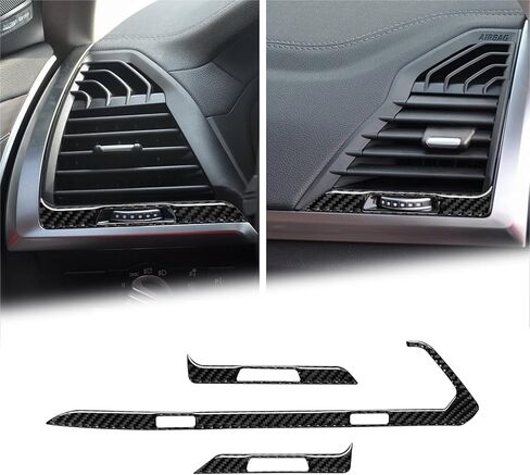 Compatible with Carbon Fiber Central Control Air Conditioner Outlet Frame Panel Air Vent Outlet Frame Trim Cover Interior Stickers for BMW X3 G01 G08 2018 2019 2020 2021 (3PCS Black) in Saudi Arabia
