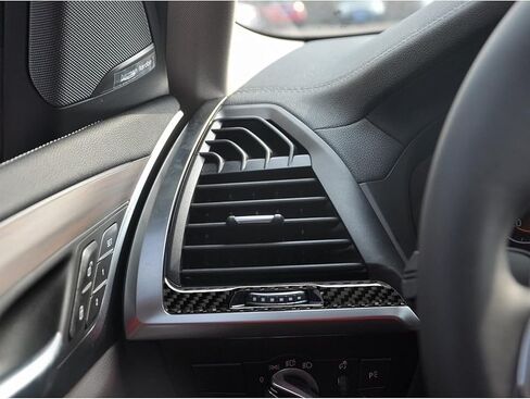 Compatible with Carbon Fiber Central Control Air Conditioner Outlet Frame Panel Air Vent Outlet Frame Trim Cover Interior Stickers for BMW X3 G01 G08 2018 2019 2020 2021 (3PCS Black) in Saudi Arabia