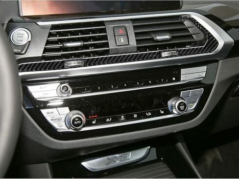 Compatible with Carbon Fiber Central Control Air Conditioner Outlet Frame Panel Air Vent Outlet Frame Trim Cover Interior Stickers for BMW X3 G01 G08 2018 2019 2020 2021 (3PCS Black) in Saudi Arabia