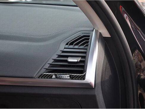Compatible with Carbon Fiber Central Control Air Conditioner Outlet Frame Panel Air Vent Outlet Frame Trim Cover Interior Stickers for BMW X3 G01 G08 2018 2019 2020 2021 (3PCS Black) in Saudi Arabia