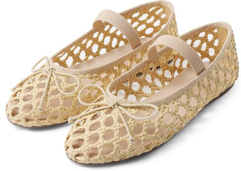 AMINUGAL Womens Woven Ballet Flat Shoes Round Toe Mary Janes Flats Elastic Band Dressy Comfortable Ballerina Flats for Women in Saudi Arabia