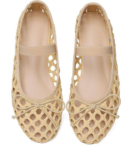 AMINUGAL Womens Woven Ballet Flat Shoes Round Toe Mary Janes Flats Elastic Band Dressy Comfortable Ballerina Flats for Women in Saudi Arabia