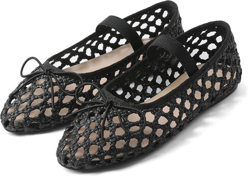 AMINUGAL Womens Woven Ballet Flat Shoes Round Toe Mary Janes Flats Elastic Band Dressy Comfortable Ballerina Flats for Women in Saudi Arabia
