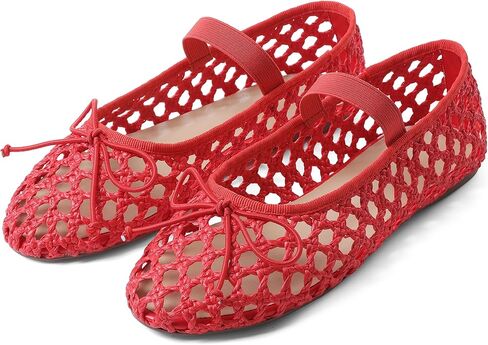 AMINUGAL Womens Woven Ballet Flat Shoes Round Toe Mary Janes Flats Elastic Band Dressy Comfortable Ballerina Flats for Women in Saudi Arabia