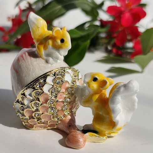 المينا البلوط الفاكهة والسنجاب حامل المجوهرات خاتم قلادة القرط حلية صندوق رسمت باليد البلوط والسنجاب الزينة للمنزل والمكتب ديكور الوردي in Kuwait