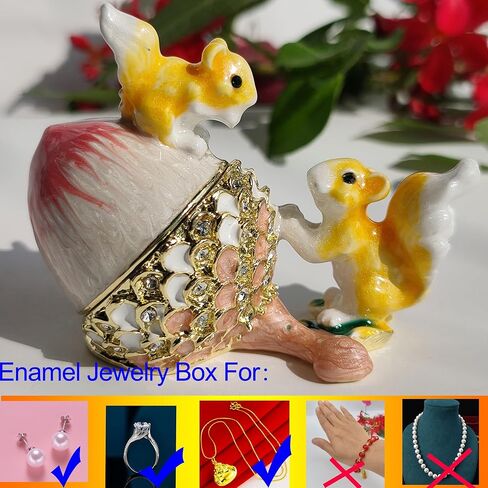 المينا البلوط الفاكهة والسنجاب حامل المجوهرات خاتم قلادة القرط حلية صندوق رسمت باليد البلوط والسنجاب الزينة للمنزل والمكتب ديكور الوردي in Kuwait