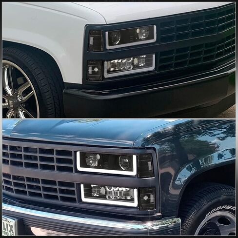 موزعي AJP مصابيح أمامية لجهاز العرض LED DRL + مجموعة مصابيح ممتص الصدمات للزاوية متوافقة/بديلة لـ C/K C1500 C2500 C3500 K1500 K2500 K3500 C10 Pick Up Truck Silverado 1988 1989 1990 1991 1992 1993 in Kuwait