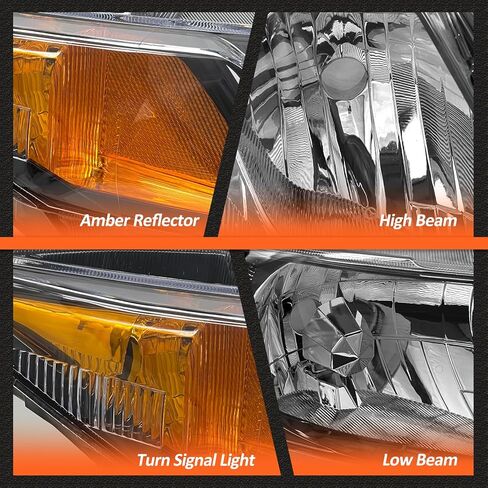 Headlights Assembly for 2012 2013 2014 2015 Honda Civic 4Dr Sedan/2012 2013 Honda Civic 2Dr Coupe Clear Lens Black Housing Amber Reflector (Does NOT Fit Hybrid or Hybrid-L Models) in Kuwait