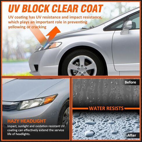 Headlights Assembly for 2012 2013 2014 2015 Honda Civic 4Dr Sedan/2012 2013 Honda Civic 2Dr Coupe Clear Lens Black Housing Amber Reflector (Does NOT Fit Hybrid or Hybrid-L Models) in Kuwait