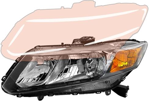 Headlights Assembly for 2012 2013 2014 2015 Honda Civic 4Dr Sedan/2012 2013 Honda Civic 2Dr Coupe Clear Lens Black Housing Amber Reflector (Does NOT Fit Hybrid or Hybrid-L Models) in Kuwait