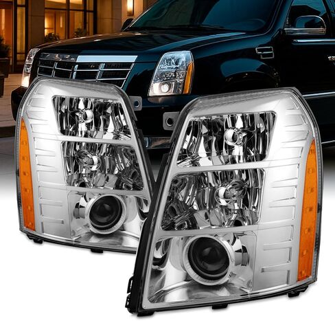AKKON - Fit 2007-2014 كاديلاك إسكاليد 07-14 HID مصابيح أمامية لجهاز العرض كشافات أمامية من الكروم للسائق + الركاب in Kuwait