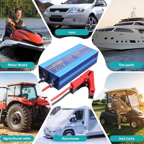 12V High Power Lifepo4 Charger Smart Battery Charger with 0-15V Adjustable Current and Voltage,Portable Power Adapter for 14.6V LiFePO4 Lithium Iron Rechargeable Battery(BU60) in Kuwait