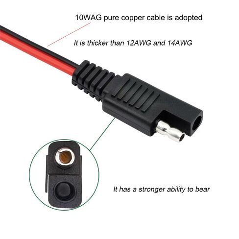2 Pack 10AWG SAE Connector, 1FT SAE Single Plug Quick Disconnect Connector for Solar Panel, Motorcycle, Car, RV in Kuwait