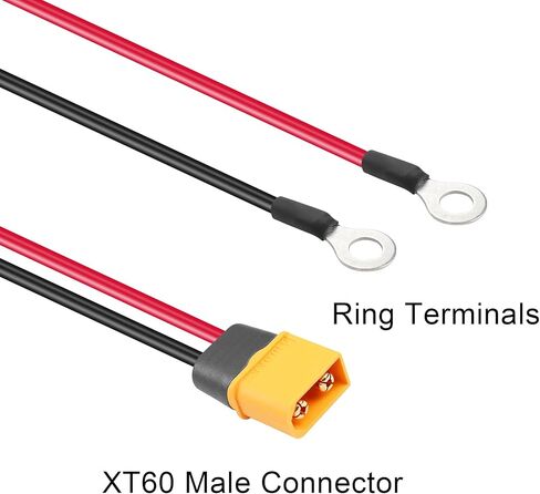 PNGKNYOCN XT60 إلى O كبل طرفي حلقي، 14AWG XT60 ذكر إلى O كبل طاقة تمديد لأطراف حلقية لمجموعة الألواح الشمسية وشحن البطارية (0.3M/1FT) in Saudi Arabia