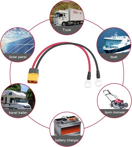 PNGKNYOCN XT60 إلى O كبل طرفي حلقي، 14AWG XT60 ذكر إلى O كبل طاقة تمديد لأطراف حلقية لمجموعة الألواح الشمسية وشحن البطارية (0.3M/1FT) in Saudi Arabia