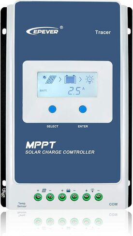 جهاز التحكم بالشحن الشمسي EPEVER MPPT 40A 12V 24V Auto Max PV 100V منظم الألواح الشمسية الأرضية السلبية المشتركة شاشة LCD Tracer4210AN G3 لبطارية ليثيوم LiFePO4 المغمورة بالجل (40A MPPT) in Kuwait