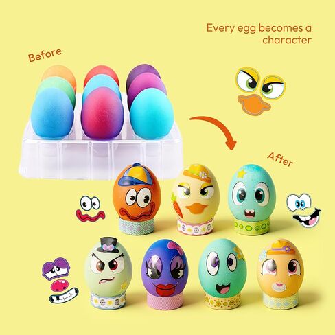 Klever 31PCS Easter Egg Decorating DIY Kit with Dye Tablets and Gem Stickers, Coloring Dyeing Set for Kids Easter Theme Party, Egg Hunt Creativity Activity in Kuwait