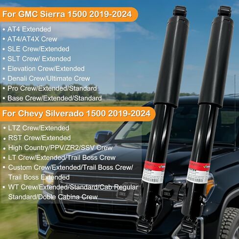 مجموعة دعامة امتصاص الصدمات الخلفية مع التخميد التكيفي لسيارة GMC Sierra 1500، لسيارة شيفروليه سيلفرادو 1500 2019 2020 2021 2022 2023 2024 84525203 84518747 يسار ويمين in Kuwait