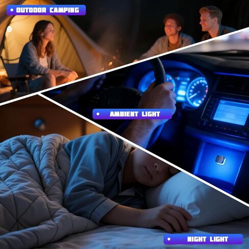 4PCS Car Interior USB LED Light, Portable Plug-in Bright Vehicle Atmosphere Decor Lamp, Small Automotive Inside Decoration Ambient Night Light Kit, Universal for SUV Van Truck (Blue) in Saudi Arabia
