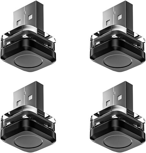 4PCS Car Interior USB LED Light, Portable Plug-in Bright Vehicle Atmosphere Decor Lamp, Small Automotive Inside Decoration Ambient Night Light Kit, Universal for SUV Van Truck (Blue) in Saudi Arabia
