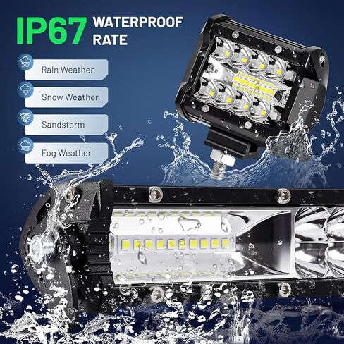 شريط إضاءة LED 12 بوصة للشاحنة، شريط ضوء عمل كومبو بقعة الفيضانات 120 وات 12 فولت 24 فولت LED شريط إضاءة للقيادة على الطرق الوعرة مقاوم للماء شريط إضاءة للسقف من أجل الالتقاط ATV UTV جرار قارب عربة الجولف in Kuwait