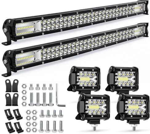 شريط إضاءة LED 12 بوصة للشاحنة، شريط ضوء عمل كومبو بقعة الفيضانات 120 وات 12 فولت 24 فولت LED شريط إضاءة للقيادة على الطرق الوعرة مقاوم للماء شريط إضاءة للسقف من أجل الالتقاط ATV UTV جرار قارب عربة الجولف in Kuwait