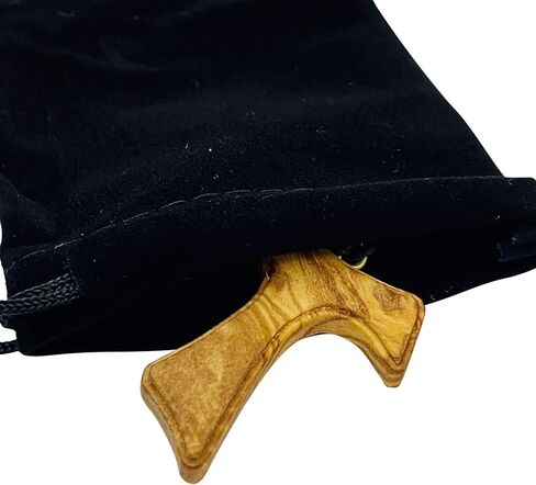 Amazing Saints Olive Wood Tau Cross Necklace with Black Gift Bag in Kuwait