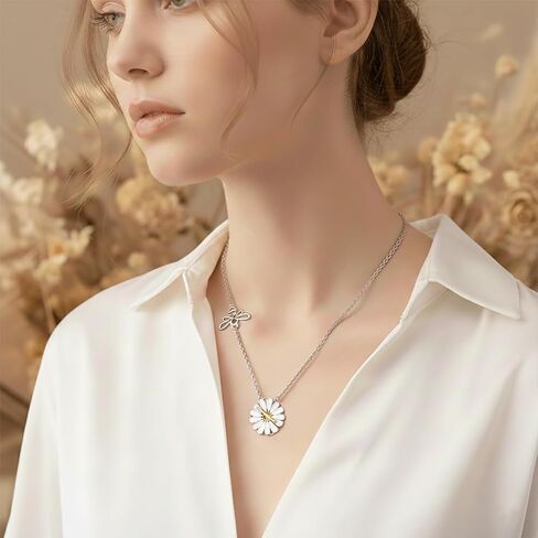 Daisy Toggle Necklace for Women 925 Sterling Sliver Daisy Toggle Jewelry Gift for women in Saudi Arabia