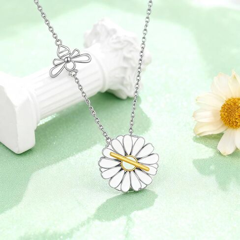 Daisy Toggle Necklace for Women 925 Sterling Sliver Daisy Toggle Jewelry Gift for women in Saudi Arabia