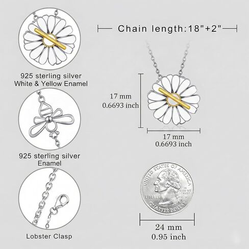 Daisy Toggle Necklace for Women 925 Sterling Sliver Daisy Toggle Jewelry Gift for women in Saudi Arabia