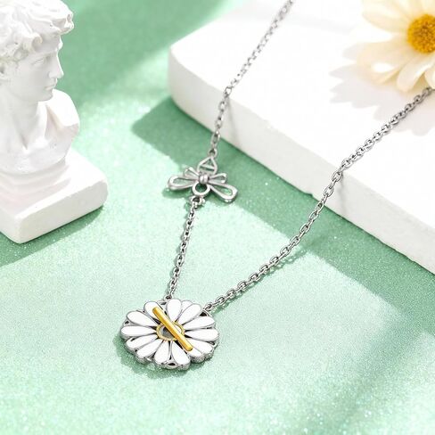 Daisy Toggle Necklace for Women 925 Sterling Sliver Daisy Toggle Jewelry Gift for women in Saudi Arabia